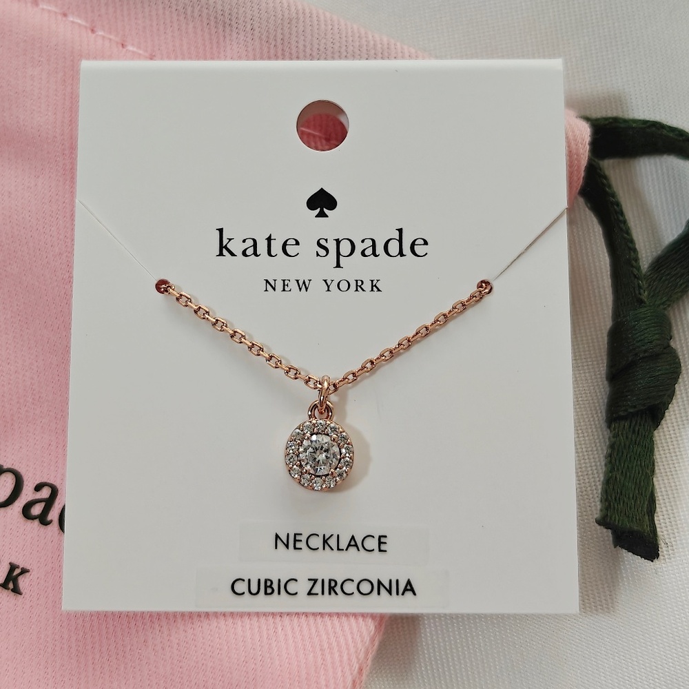 NWT KATE SPADE You're A Gem Pave Halo Pendant Necklace KK012 W DUST BAG $59